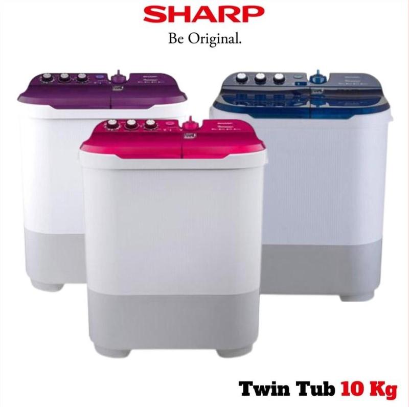 SHARP ES-T1090-BK/PK/VK MESIN CUCI 2 TABUNG 10 KG FREE ONGKIR JABODETABEK 3