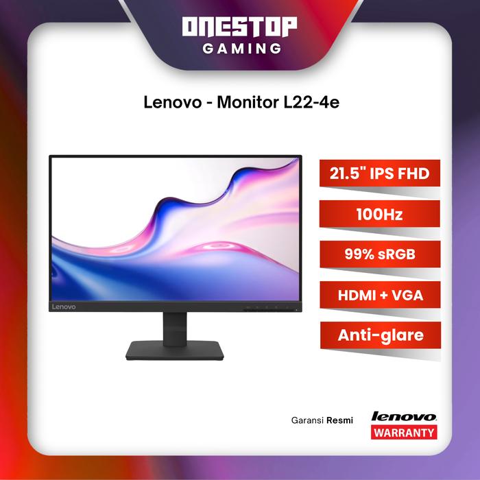Gambar [ PICKUP / KURIR TOKO ] Lenovo Monitor L22-4e 21.5" Full HD IPS 100Hz 99% sRGB VESA Mount HDMI VGA Garansi RESMI 3 TAHUN - NON BUNDLE dari Onestop Gaming Kota Administrasi Jakarta Pusat Tokopedia