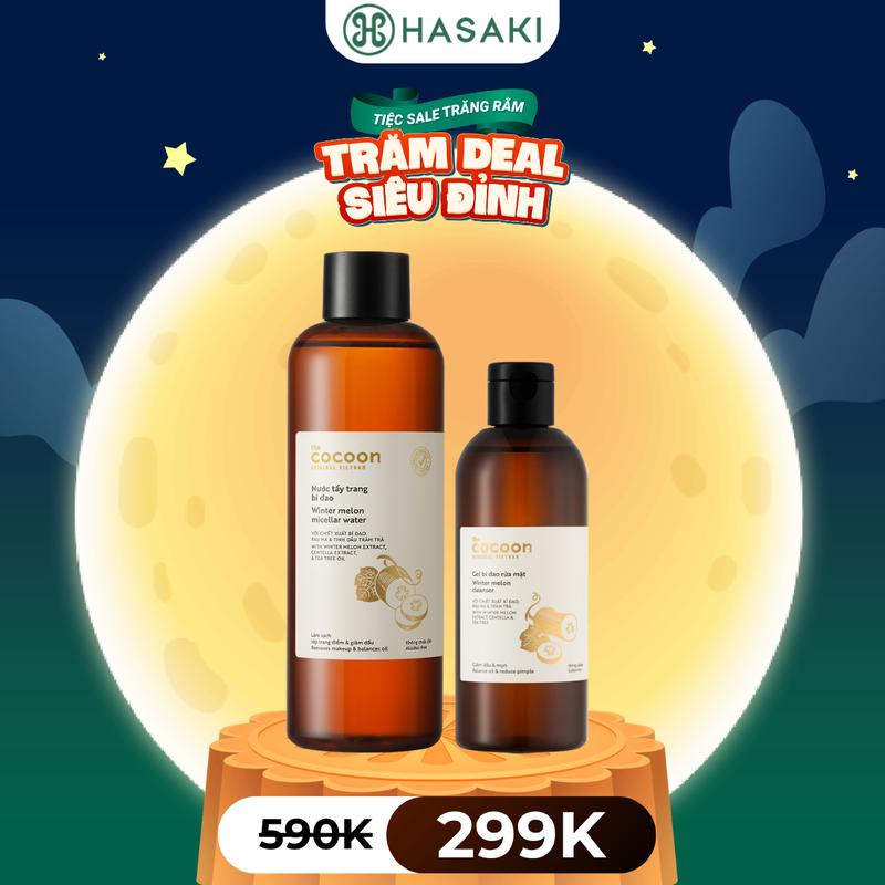 Combo Cocoon Nước Tẩy Trang Bí Đao 500ml + Gel Rửa Mặt Bí Đao 310ml | HASAKI BEAUTY