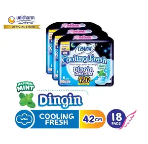 [ 3 Packs ] Charm Cooling Fresh Night 42cm 6 Pads - 3 Packs