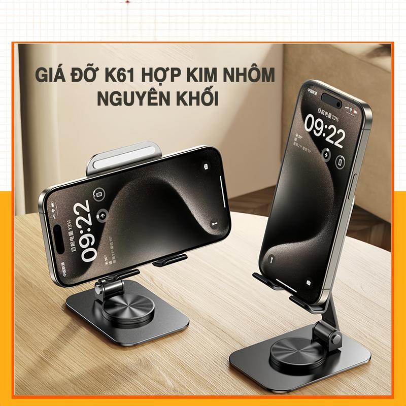 Kệ điện thoại xoay 360° gấp gọn - Hợp kim nhôm siêu bền - Ổn định vượt trội - Dùng xem phim, học online, livestream