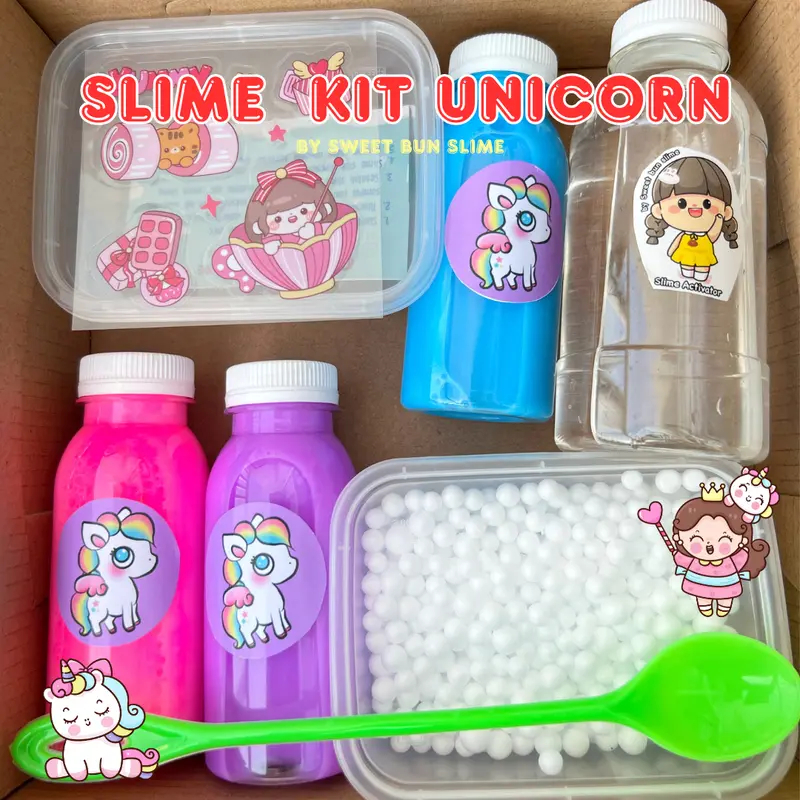 Paket Unicorn Tofu slime  Lengkap dengan Activator dan Floam glossy original 1