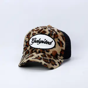 TOPI JARING TRUCKER HAT MOTIF LEOPARD LIDAH PENDEK MIX HITAM GRELYSITED LOGO