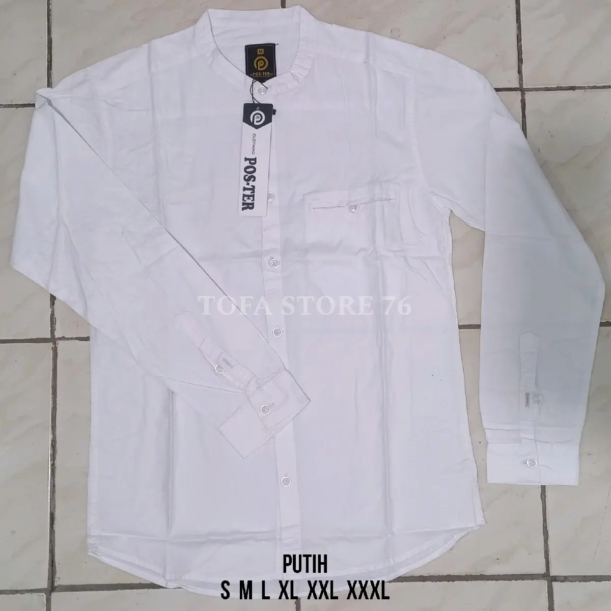 Kemko Poster Kemeja Koko Putih Polos Lengsn Panjang High Quality
