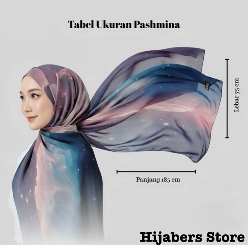 Hijabers Store_Pashmina Gradasi Hijab Motif Printing Sublime Ceruty Babydoll