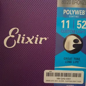 Original Senar Gitar Elixir Akustik Elektrik Anti Karat Coating USA Barcode Nanoweb Polyweb Phospor Bronze 80/20 Bronze 0.10 0.11 0.12 0.13 Set