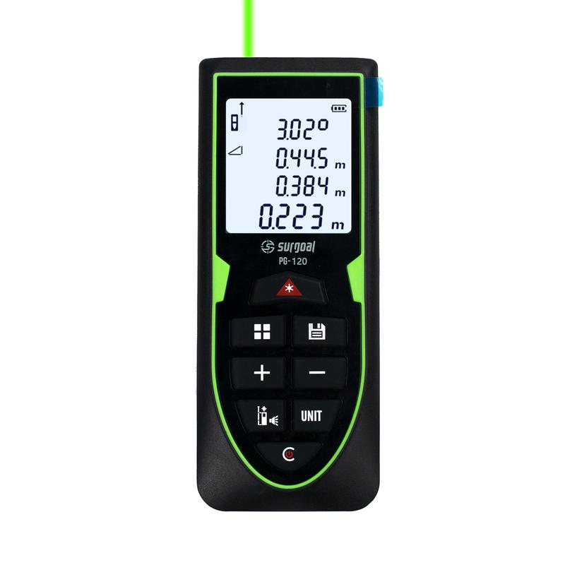  Máy đo khoảng cách Laser với laser màu xanh lá cây mạnh mẽ Máy đo khoảng cách Có Thể Sạc Lại 120m với màn hình góc bao gồm băng đo 