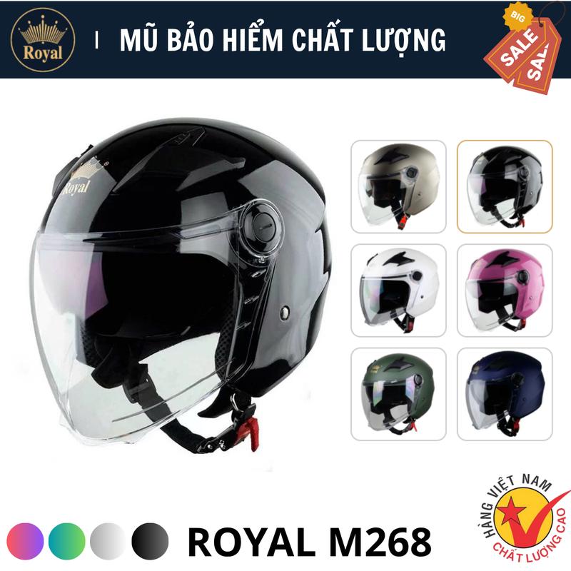 Mũ Bảo Hiểm 3/4 Royal M268 – Đen, Trắng, Xanh, Đỏ Cao Cấp, Chính Hãng Có Kính, Bảo Hành 12 Tháng