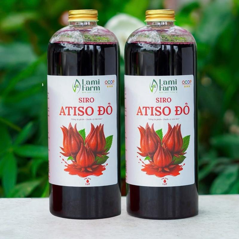   COMBO 2 CHAI SIRO ATISO ĐỎ   Siro atiso đỏ chai 1L đậm đặc nguyên chất tự nhiên 
