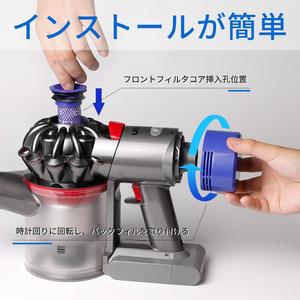 ダイソン 掃除機 フィルター,ダイソンV7,V8,SV11,SV10掃除機と互換性がある,ダイソン フィルター交換,2個プレフィルター,2個ポストフィルター,1個クリーニングブラシ