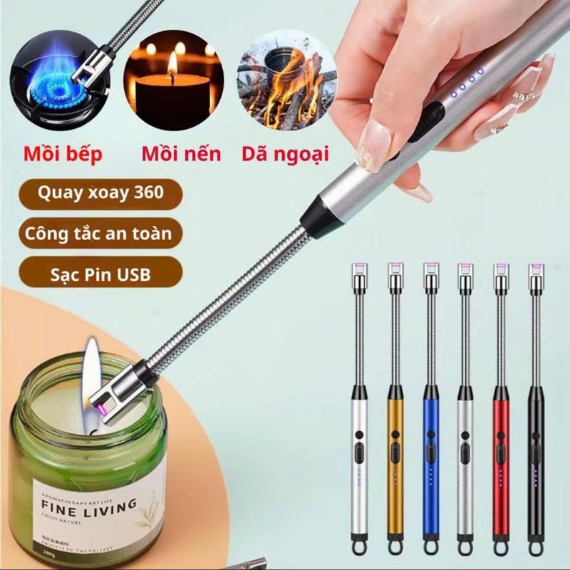  Cây mồi đèn nến thơm bếp ga sạc USB nhỏ gọn an toàn tiện lợi xoay 360 độ 