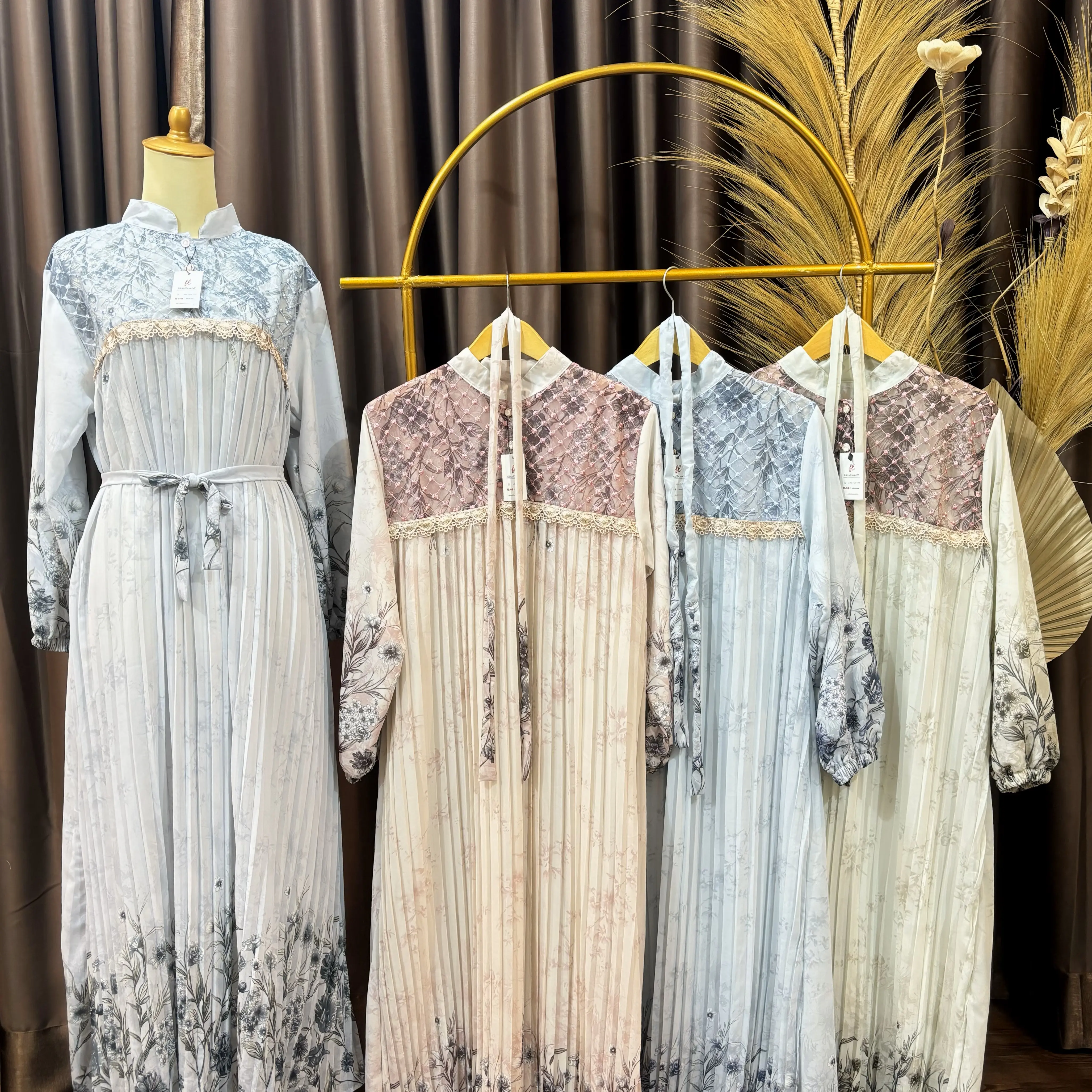 Gamis Wanita - Zakiyyah Gamis Plisket Tile Premium dan Mewah Atasan Wanita Baju Lengan Panjang