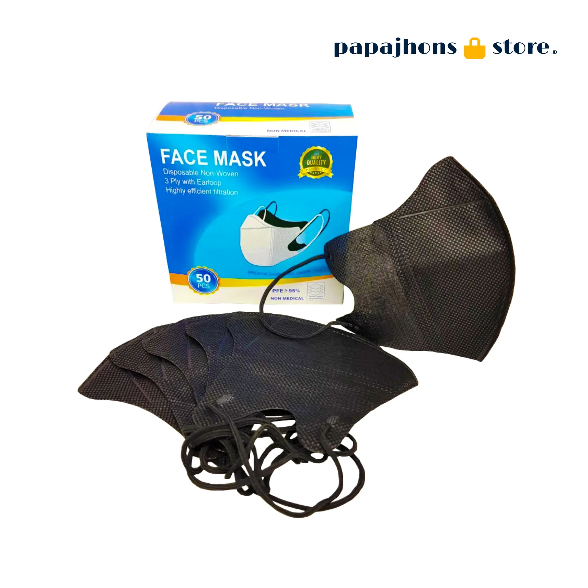 Masker Duckbill 3ply Anti Debu Dan Virus 100 Pcs Hitam Putih Abu-abu Pengait