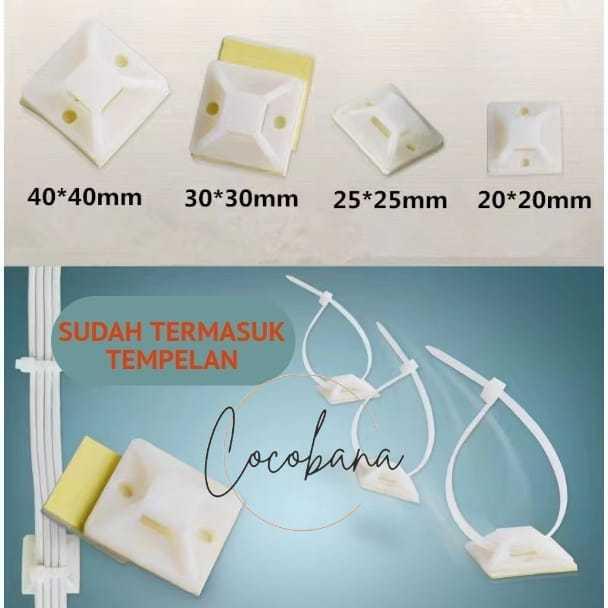 TIE MOUNT CABLE TIE MOUNTS PENGIKAT PENGAIT KABEL TIES UKURAN 20X20 ...