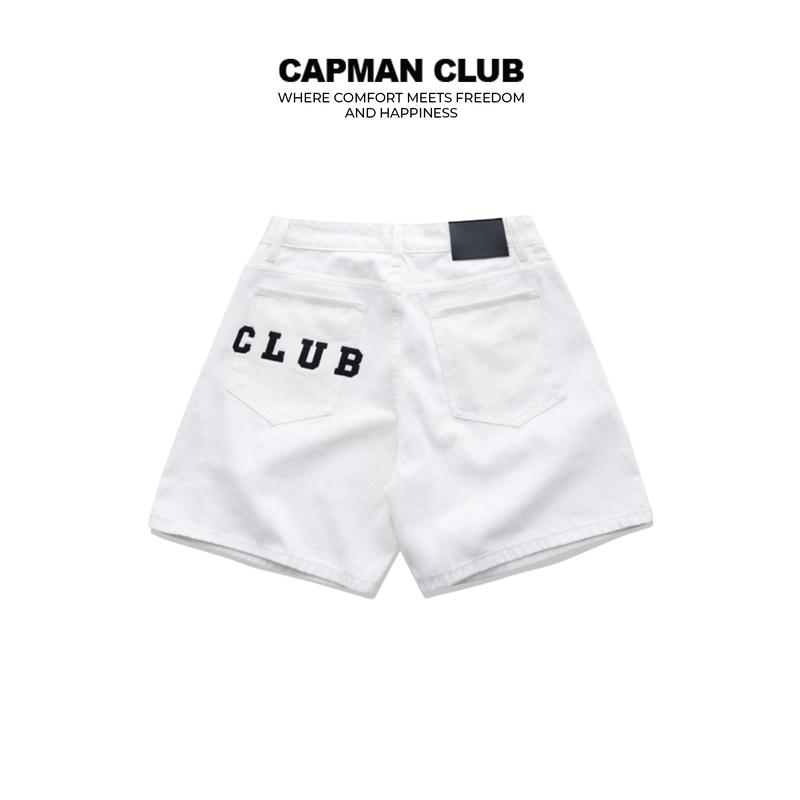 Quần short jean nam EVOL phom rộng màu trắng CAPMAN CLUB, quần đùi nam cao trên gối trẻ trung - thoải mái