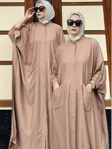 Queensha Kaftan Jumbo Fayolla Rayon Twill Muslim Wanita Longdress Nyaman Panjang Tebal Busui Friendly Wudlu Friendly Gaun Gamis Katun Tahan Lama Adem Dan Nyaman Dipakai