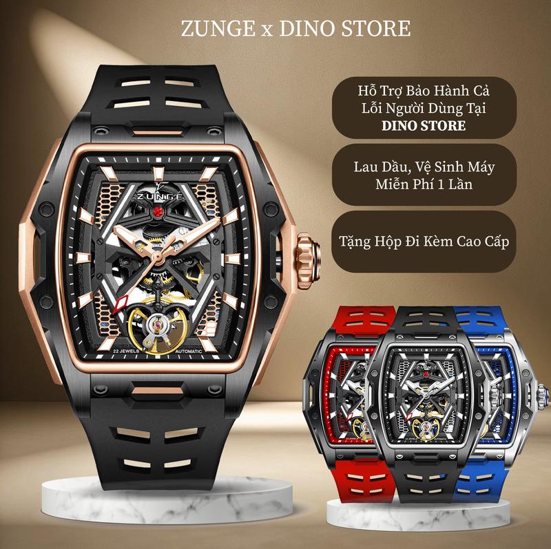 Đồng Hồ Cơ Nam Zunge Mặt Nhện Lộ Cơ Skeleton 2 Mặt ( Chống nước chuẩn 3ATM- Bảo Hành chính hãng 5 năm )