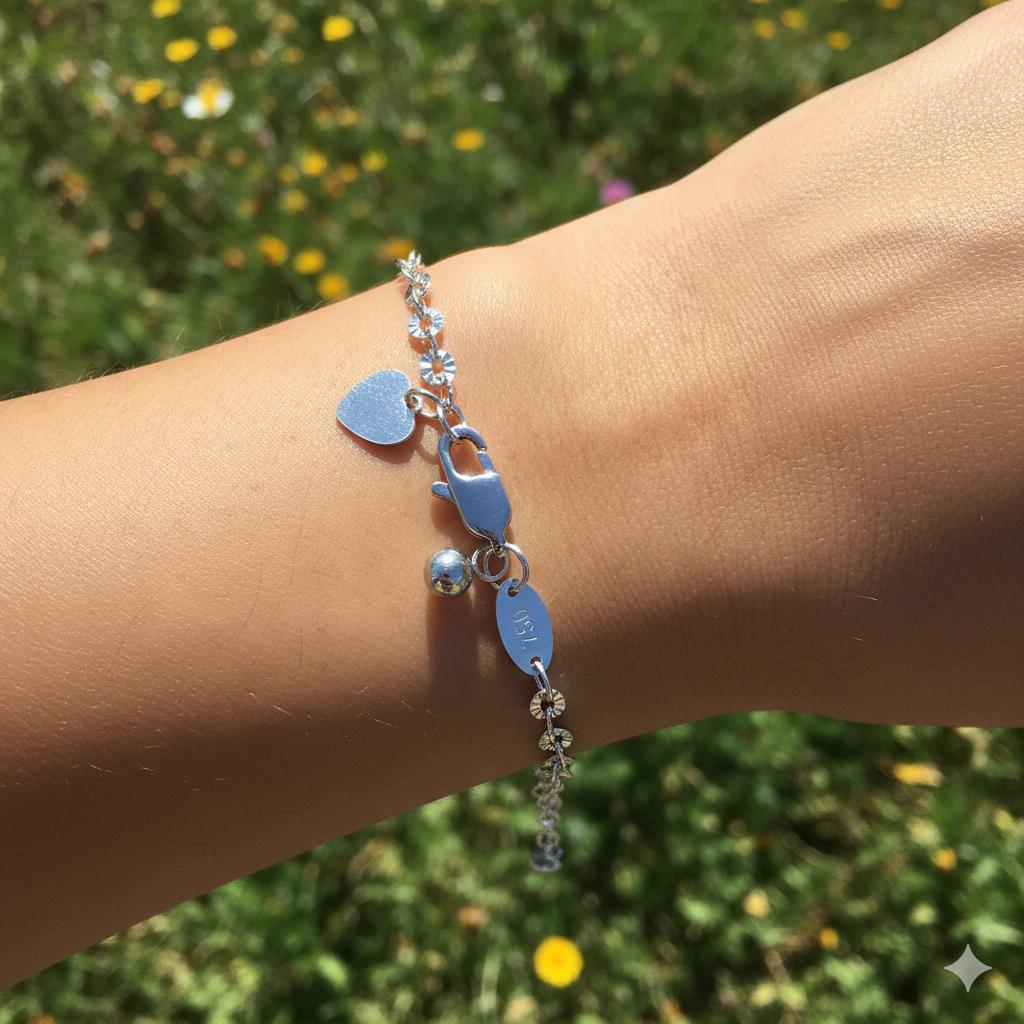 Gelang Tangan Wanita Titanium Model Terbaru Anti Karat dengan Desain Hati dan Bell Elegan