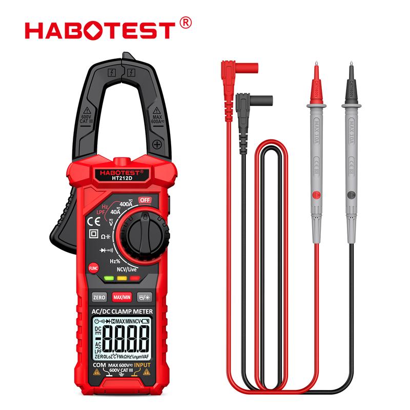 HABOTEST-Đồng Hồ Vạn Năng Kẹp HT212D, Đồng Hồ Đo Điện Áp Kỹ Thuật Số, Độ Chính Xác Cao, 4000 Số Đếm, Màn Hình LCD, Ampe Kế, Máy Kiểm Tra Điện Áp Dòng Điện Xoay Chiều Thông Minh, Giữ Dữ Liệu