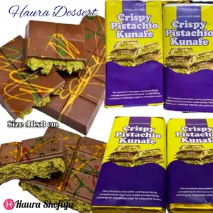 Chocolate Dubai Crispy Original "PISTACHIO KUNAFE" Berat ±250 gr, Size 16x8 cm , Food Cocoa Viral Coklat Lembut Meleleh Dimulut , Makanan Cemilan Snack Cokelat