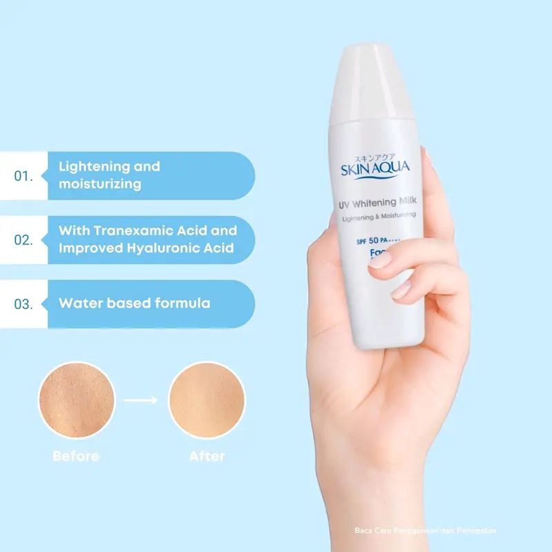 SKIN AQUA WHITENING MILK SPF 50 -Skinaqua tutup putih dengan tranexamic acid Mencerahkan kulit Mencerahkan Melembutkan Tranexamic Acid Hyaluronic Wajah Perawatan Kusam Pencerah Memutihkan Hitam Facial 4