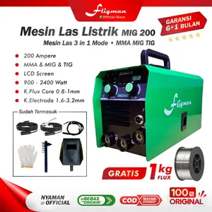 FLIGMAN Mesin Las MIG 200 | Gasless CO2 Welding | Inverter 40–200A