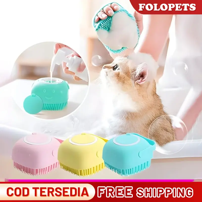 FOLOPETS Sikat Mandi Silikon  untuk Kucing dan Anjing dengan Sisir Bulu untuk Pijat Kulit【Diskon Ongkos Kirim Jabodetabek】