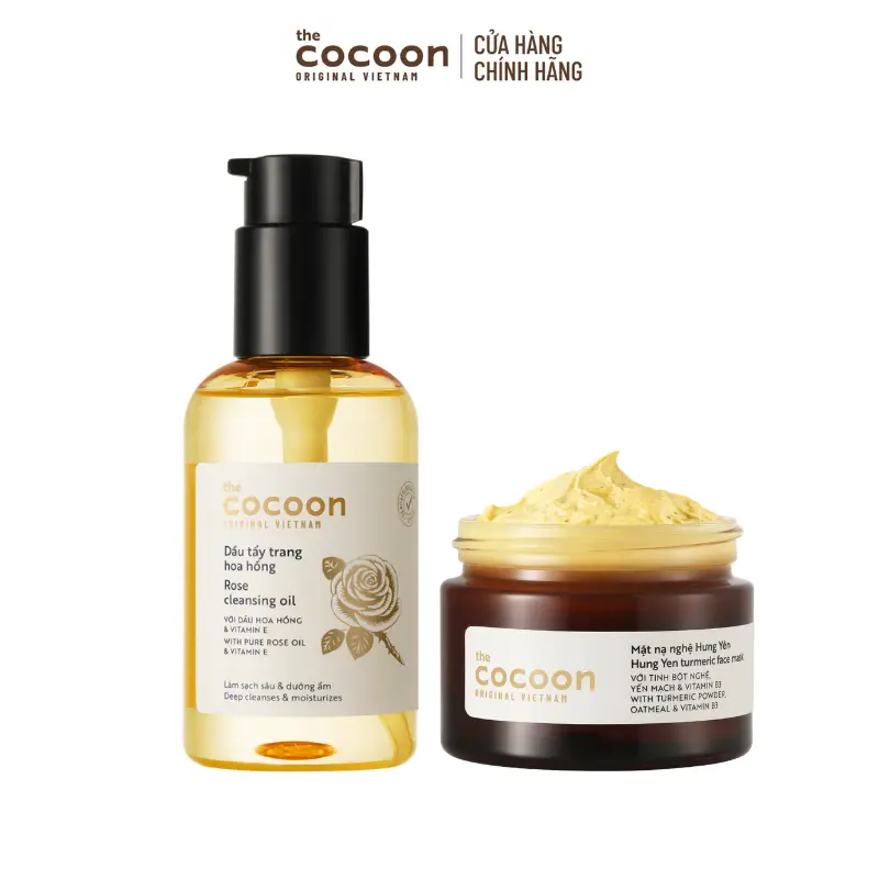 Ảnh đại diện COMBO 1 Dầu tẩy trang Hoa Hồng Cocoon 140ml + 1 Mặt nạ nghệ Hưng Yên 30ml