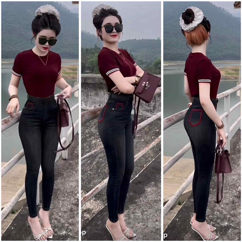 Quần jeans ôm qc cạp cao tôn dáng