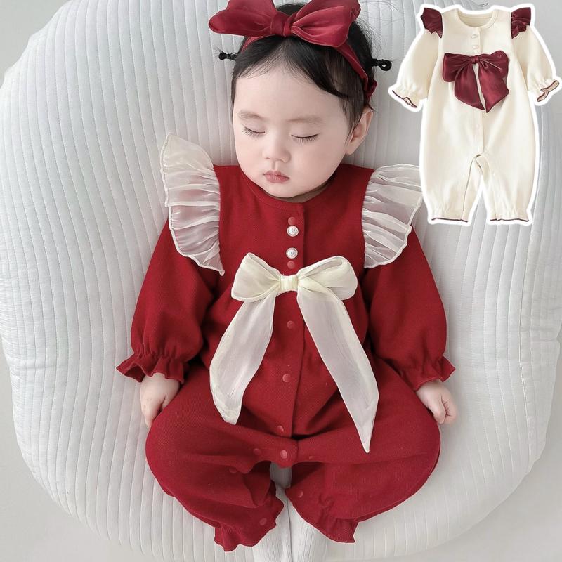 Bodysuit cho bé gái vải nhung tăm không turban Body dài tay thu đông bé gái Áo liền quần dễ thương xinh xắn cho bé gái mặc đầy tháng nôi nôi dự tiệc sinh nhật SLT135