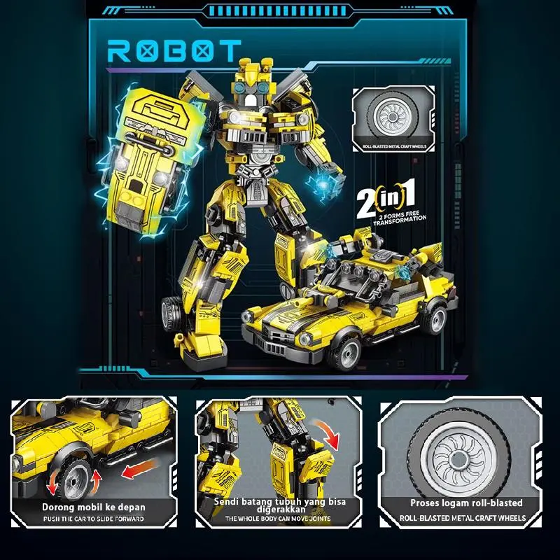igoods.rose Mainan robot mainan blok bangunan mainan pencerahan blok bangunan pendidikan 3D keren untuk anak laki-laki 5