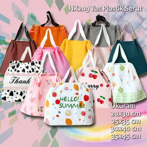 HX209 [10 pcs] Tas Kantong Belanja Plastik Serut Tote Shopping Plastic Goodie Bag