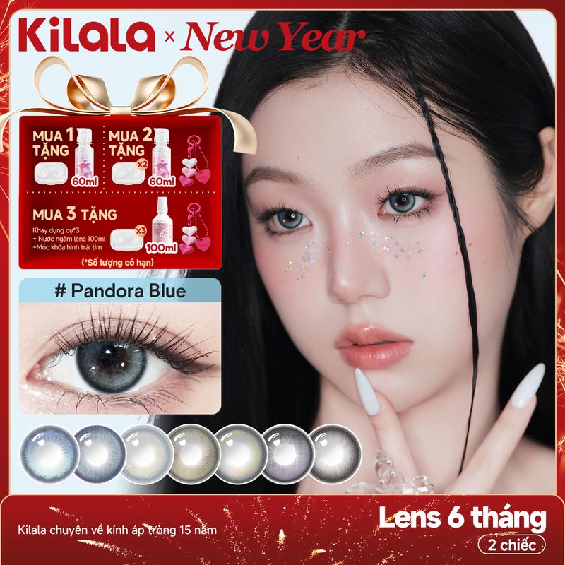 Kính áp tròng Kilala lens 6 tháng dòng AI Girl màu xanh xám sáng DIA 14.0-14.2mm độ cận 0-7 lens êm mềm hiệu ứng mắt to nhẹ lên màu rõ rệt thiết kế độc đáo mang cá tính mạnh mẽ được KOL yêu thích dành cho Nữ