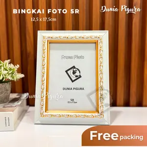 Bingkai Foto 5R (12,5x17,5 cm) PAKAI KACA Corak Ukir GROSIR /  Frame photo / Pigura Foto