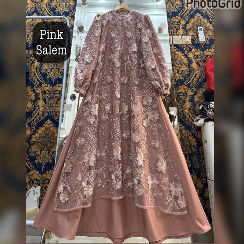 Queenasyari - Jasmine Dress (Hanya Gamis) Jumbo  Bahan Soft Twill Marbella mix Brukat Gamis Wanita Muslim  Lembut Maxi Panjang Mewah Pesta Kondangan Lebaran Trend 2026  Nyaman