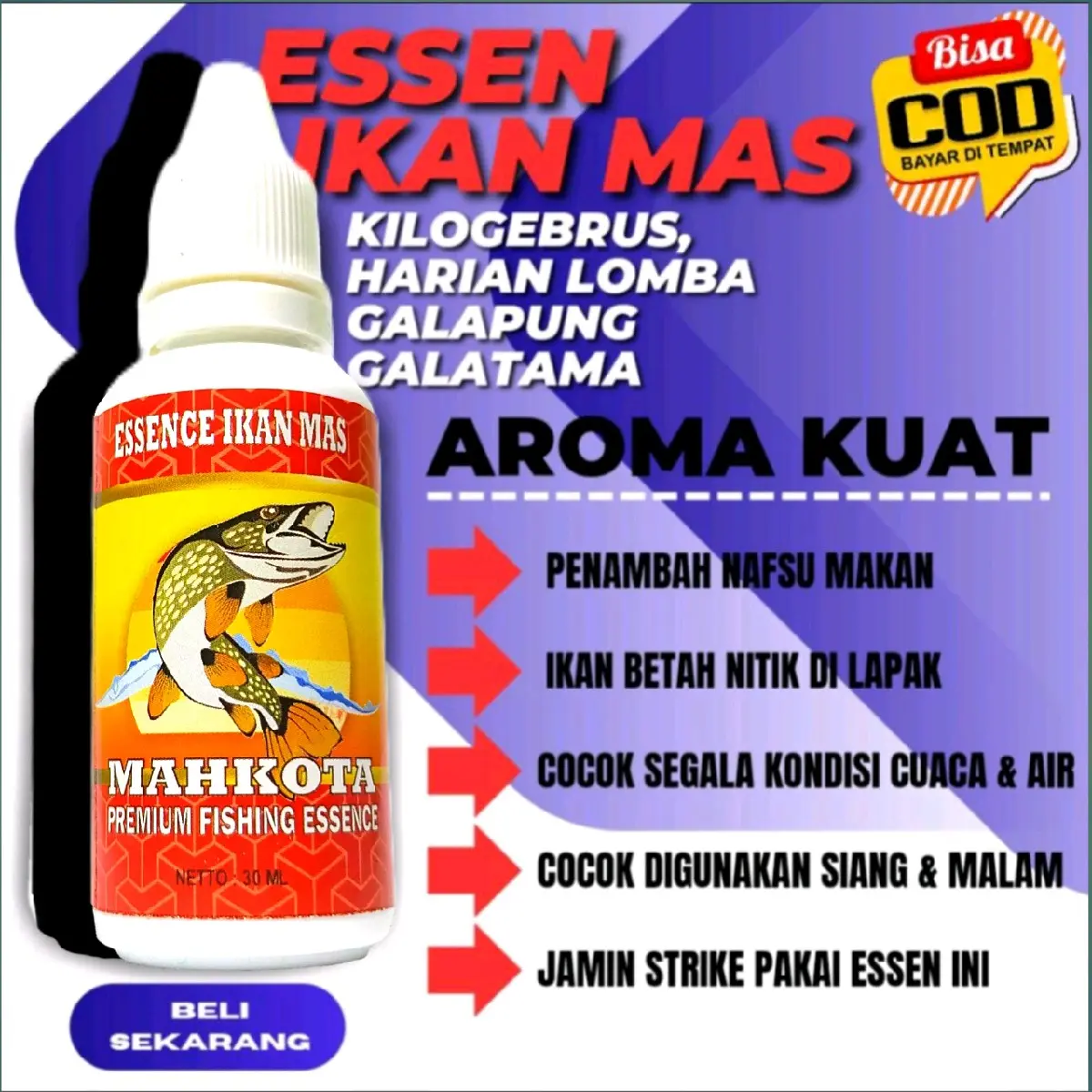 Essen Ikan Mas 30 ml Es Doger Mix Fruit 10 tetes Target Induk/Rame bikin neter Alat Pancing
