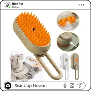 Iden Pet Sisir Uap Kucing Sikat Silikon Anjing Sisir Mandi Pijat Hewan Pet Grooming Brush Spray