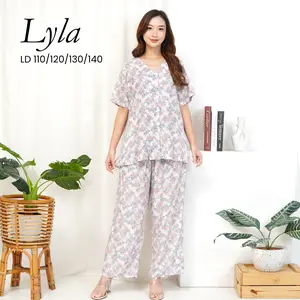 [ LYLA ] LD110/120/130/140 Setelan Baju Tidur Imlek Ruffle Celana Panjang Rayon Premium Jumbo Bigsize