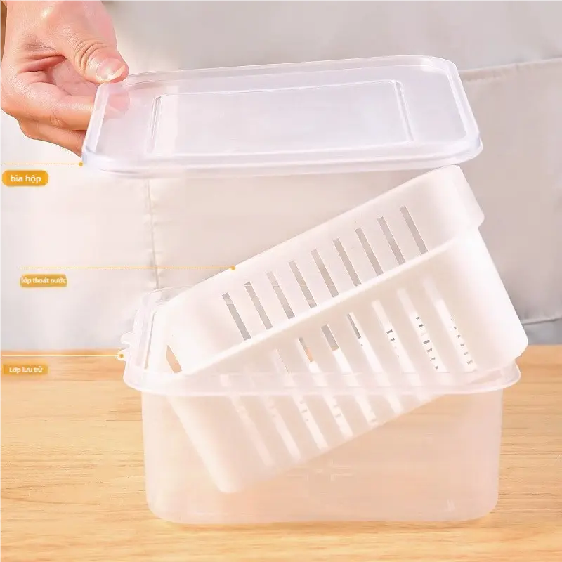Hộp Đựng Hành Tây, Gừng Và Tỏi, Hộp Đựng Thực Phẩm Nhà Bếp, Hộp Giữ Tươi Hành Tủ Lạnh, Hộp Chuẩn Bị Rau Củ Thoát Nước, Thích Hợp Cho Trái Cây Và Thực Phẩm, Đặc Biệt 3