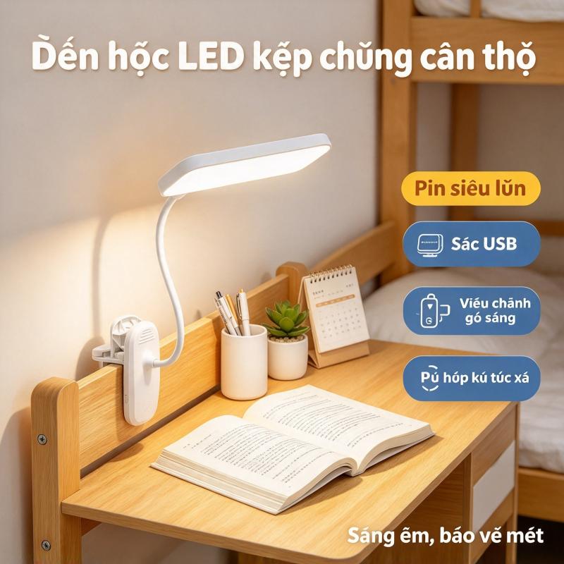 Pin Khủng, Điều Chỉnh Linh Hoạt, Sạc USB, Đèn Học Sinh, Đọc Sách, Ký Túc Xá, Quà Tặng