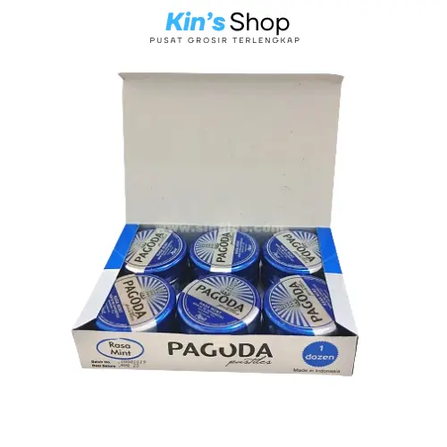 Pagoda Pastiles Rasa Mint 1 Box - Permen Pelega Tenggorokan 10 Gram & 20 Gram [12 Kaleng / Box]