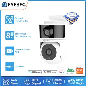 EYESEC CCTV  Kamera IP Camera WiFi 8MP dan 4MP CCTV Outdoor Waterproof  360° PTZ Garansi 1 Tahun Adaptor  Ponsel