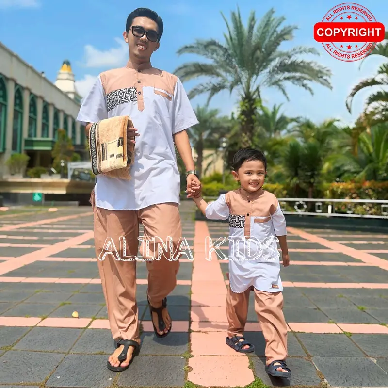 Setelan Koko Couple Pakistan Ayah dan anak Laki-laki 2thn-12thn Model Terbaru kekinian 2025/Bahan Katun micro Premium Grade A 2