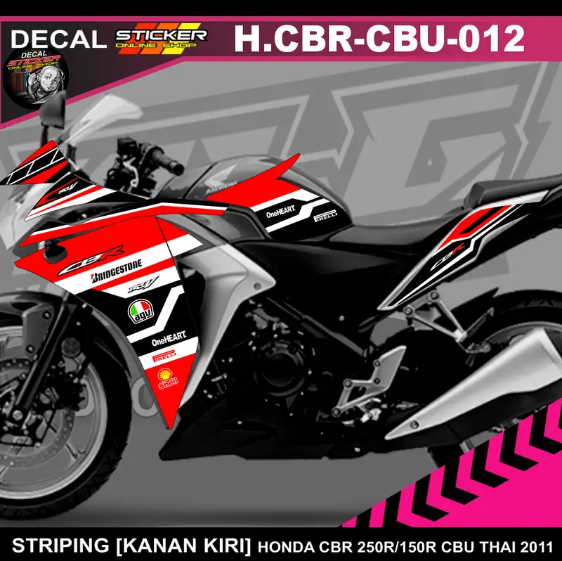 (cod) STIKER MOTOR HONDA CBR 250 CBU DECAL STRIPING VARIASI KEREN 3