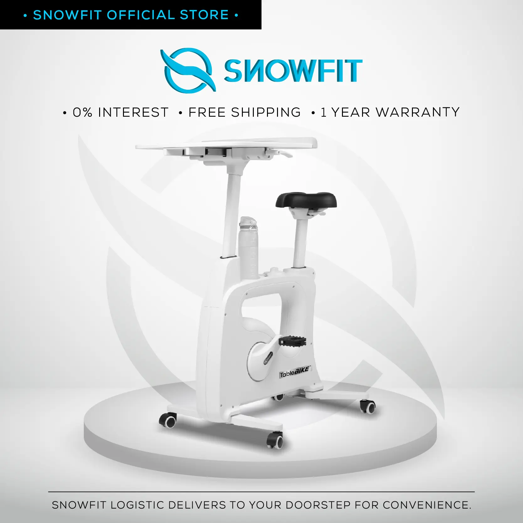 SNOWFIT TableBike Premium Luxury Exercise Bike with Multifunctional Ergonomic Standing Desk