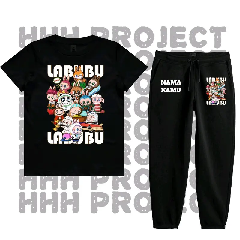 Baju Kaos Setelan Anak LABUBU ALL CHARACTER Best seller high quality Bisa COD FREE NAMA- Fashion kaos  labuh 0