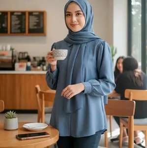allysa blouse matt rayon twill Wanita Nyaman
