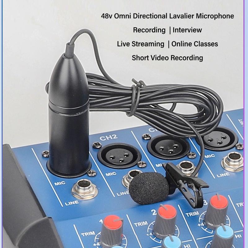 Di động Nguồn điện Phantom 48V Microphone cài áo Giảm tiếng ồn Kẹp vào Micro đa…
