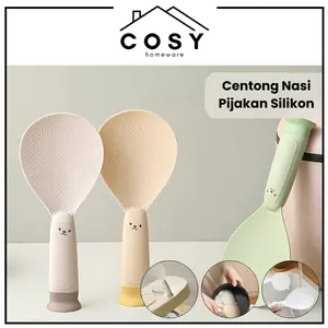 COSY Centong Nasi Magic Com Rice Cooker Lucu Unik / Sendok Penanak Nasi Dapur Plastik Bisa Berdiri / Centong Nasi Anti Lengket Food Grade / Penanak Nasi Alas Silikon Tempel Kitchenware