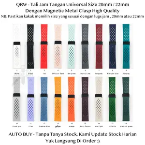 Qrw 20Mm 22Mm Tali Jam Tangan Rubber Dengan Metal Clasp Magnetic Pin Quick Release Terbaru